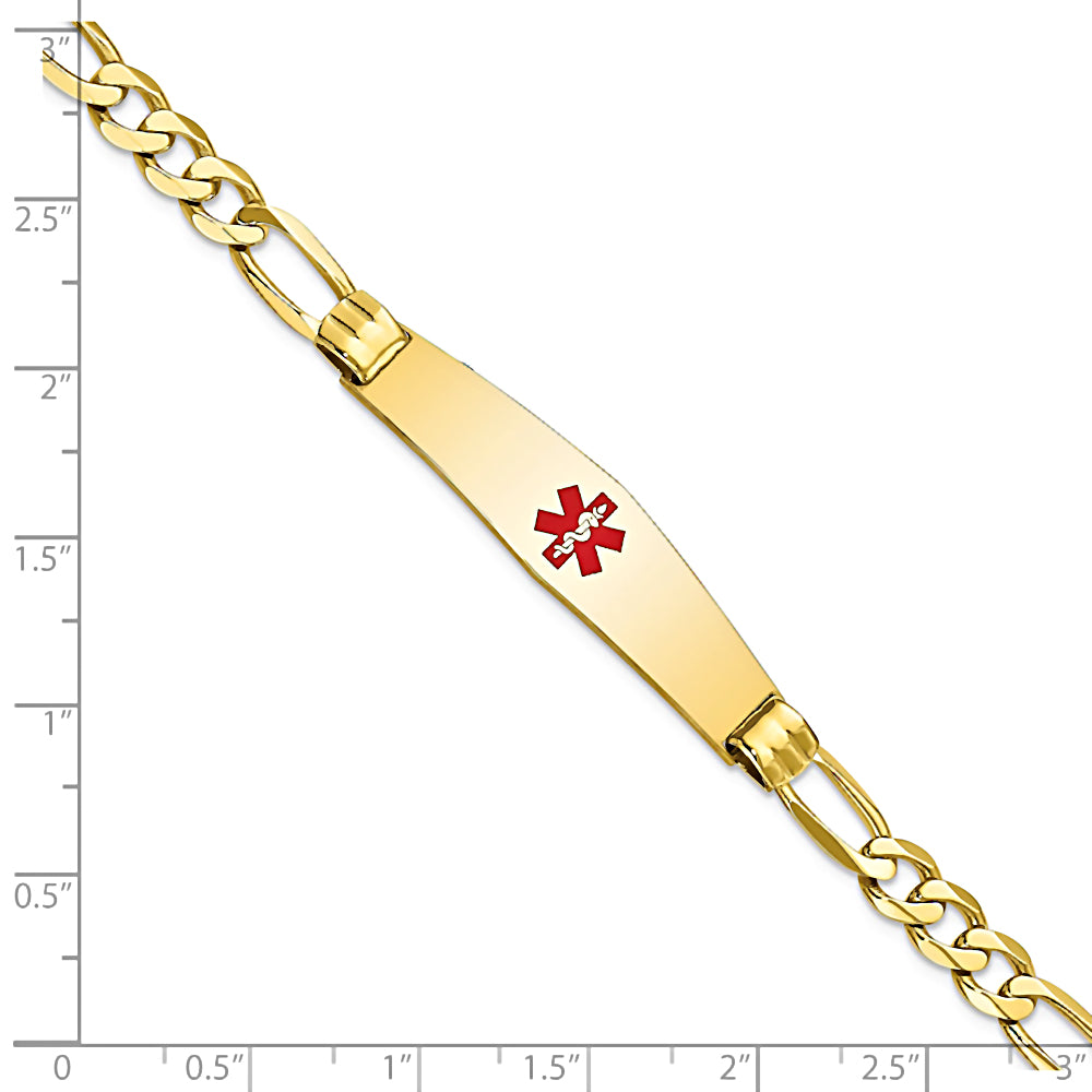 14K Yellow Gold Engravable Medical Alert ID Bracelet with 6.0mm Figaro Chain