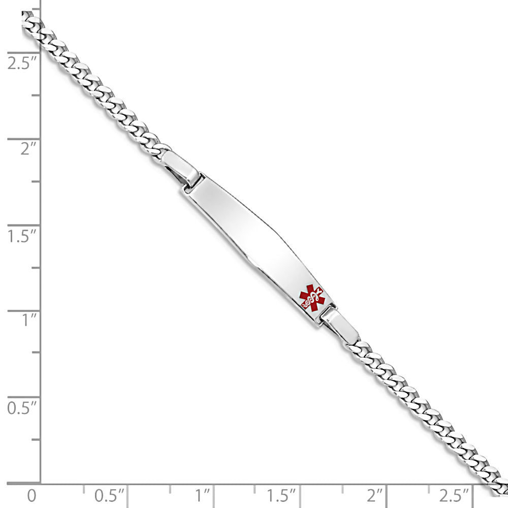 925 Sterling Silver Medical Alert ID Bracelet with 3mm Curb Chain