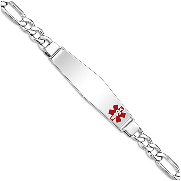 Sterling Silver Engravable Medical Alert and 6.0mm Figaro Chain Bracelet