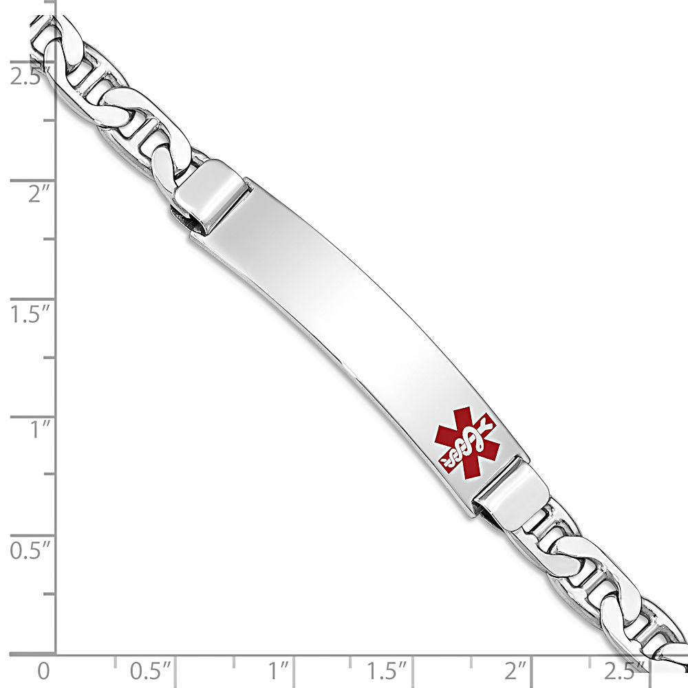 Sterling Silver Engravable Medical ID Bracelet with Anchor Chain