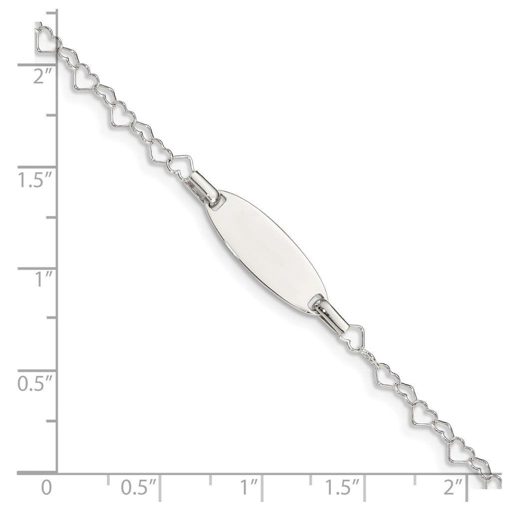 925 Sterling Silver Engravable ID Bar and Heart Chain Bracelet