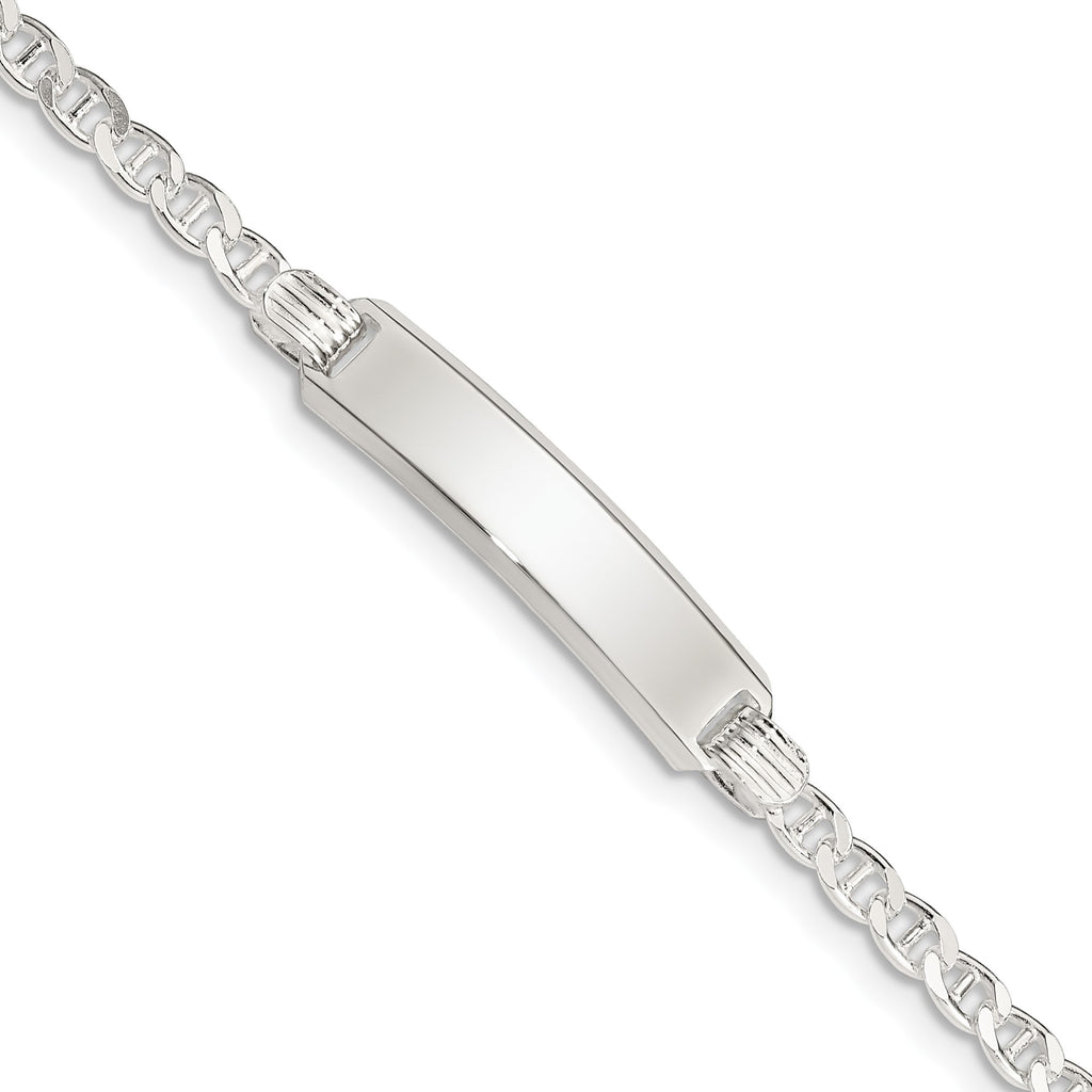 925 Sterling Silver Engravable Bar ID Bracelet with 3mm Marina Anchor Chain