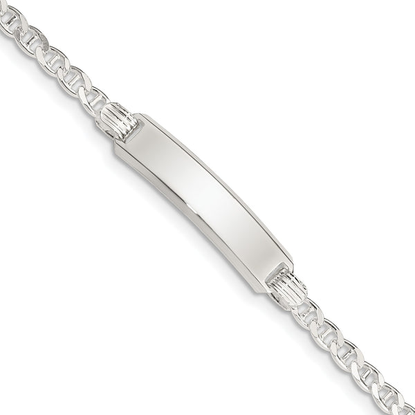 925 Sterling Silver Engravable Bar ID Bracelet with 3mm Marina Anchor Chain