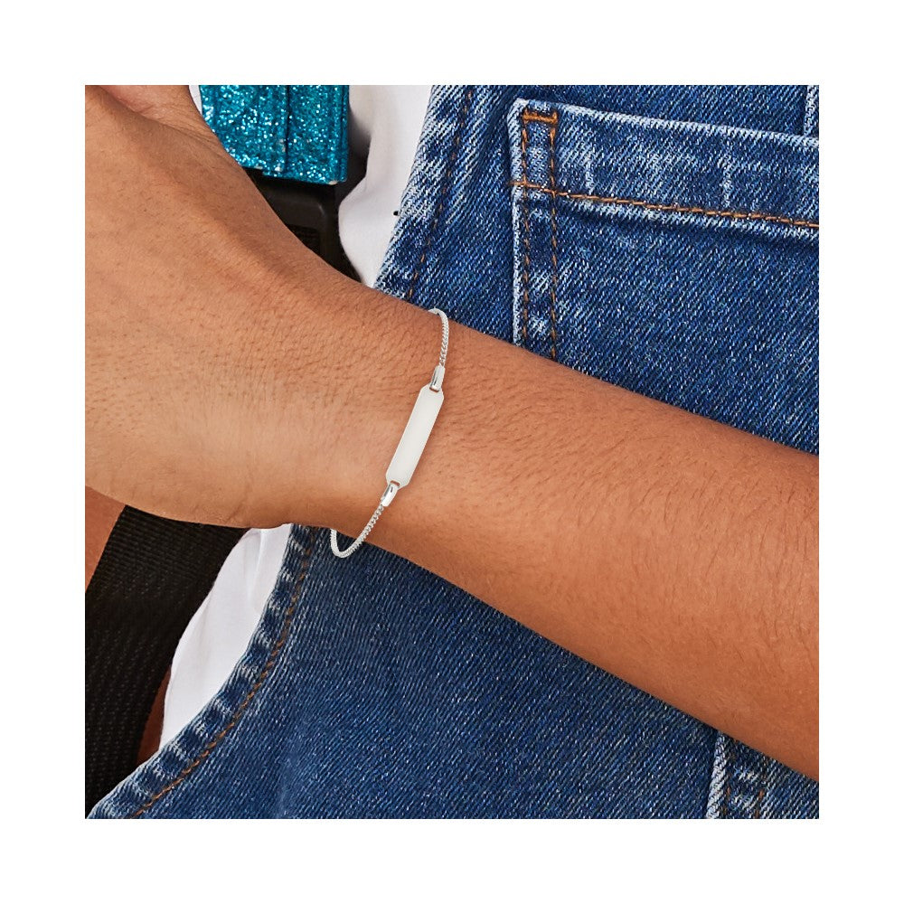 Sterling Silver Engravable Youth Curb Bracelet with Extension