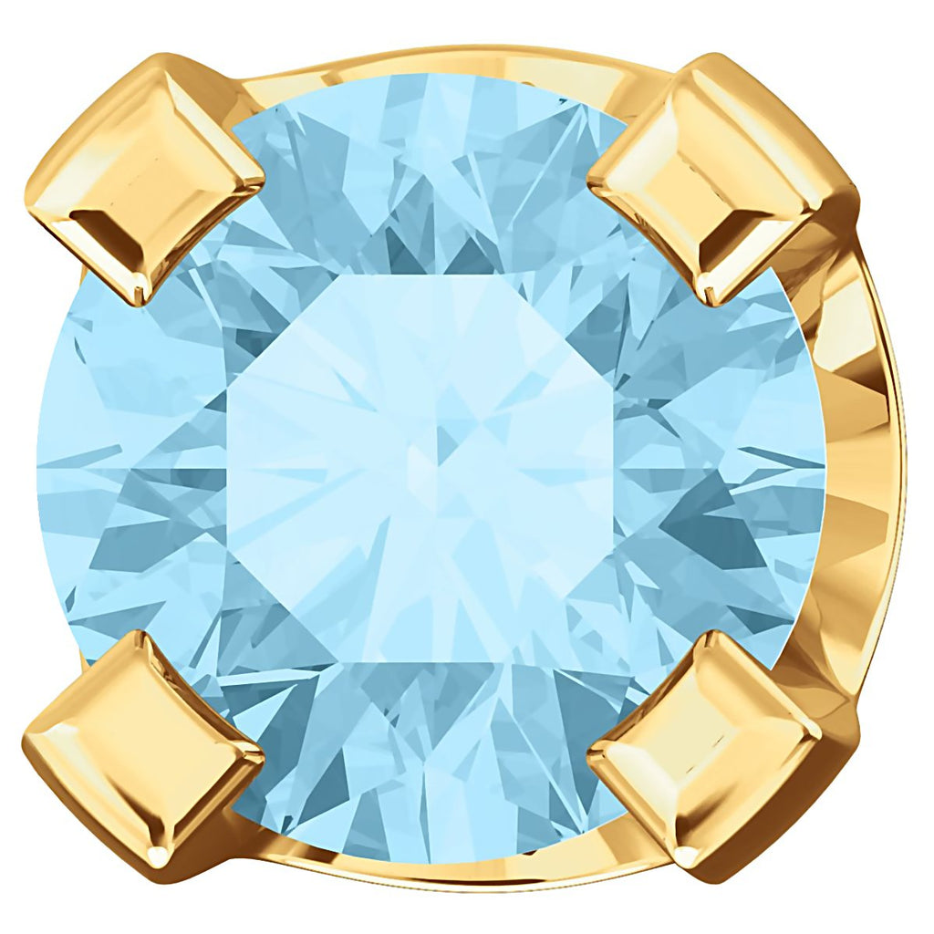 2mm, 0.06cts Genuine Natural Aquamarine 4-Prong Stud Earrings 14K Yellow Gold