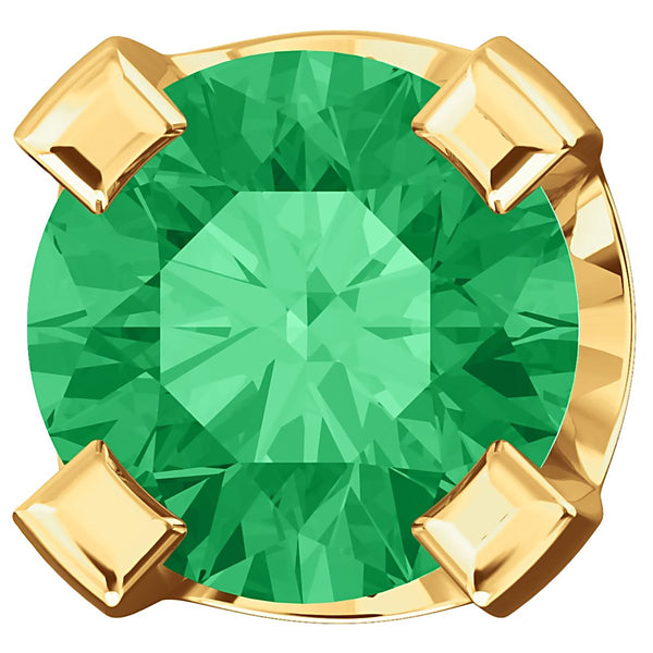 2mm, 0.06cts Chatham Created Emerald 4-Prong Stud Earrings 14K Yellow Gold