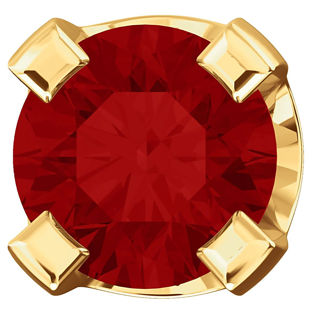 2mm, 0.06cts Chatham Created Red Ruby 4-Prong Stud Earrings 14K Yellow Gold