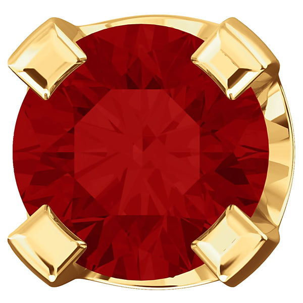 2mm, 0.06cts Chatham Created Red Ruby 4-Prong Stud Earrings 14K Yellow Gold