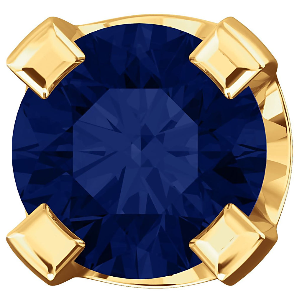 2mm, 0.06cts Chatham Created Sapphire 4-Prong Stud Earrings 14K Yellow Gold