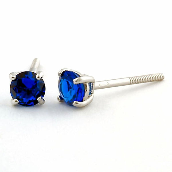 Virgo: 4mm, 0.50ct Created Ceylon Sapphire Screw Back Earrings 925 SS - Trustmark Jewelers - Earrings - 1