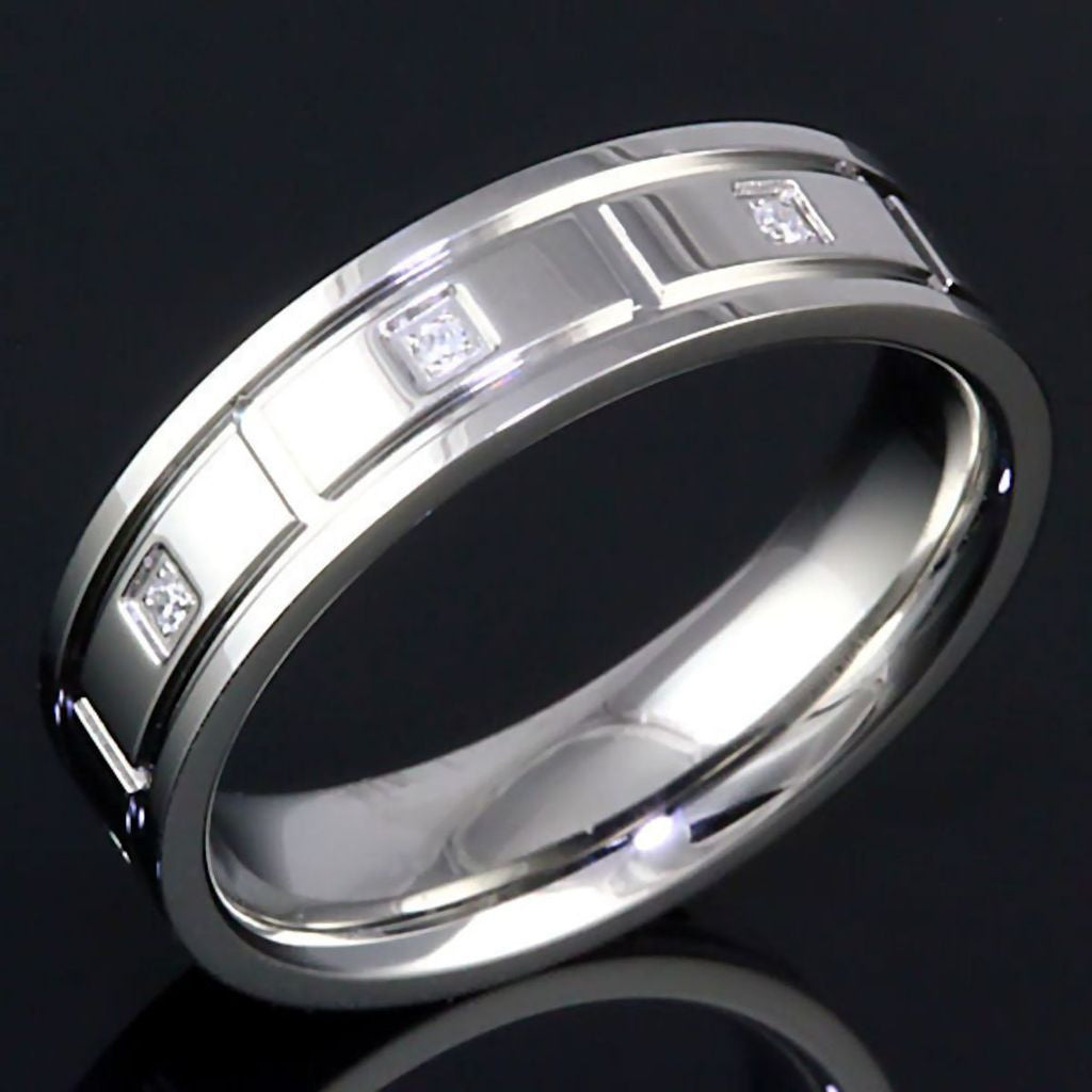Dominic: Mens 316L Stainless Steel Russian CZ Eternity Band Ring - Trustmark Jewelers - Mens Rings - 3