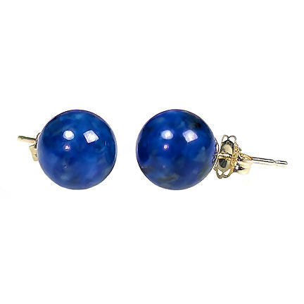 10mm Lapis Lazuli Ball Stud Earrings 14K Gold - Trustmark Jewelers - Earrings - 2