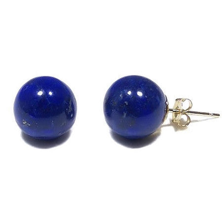10mm Lapis Lazuli Ball Stud Earrings 14K Gold - Trustmark Jewelers - Earrings - 1