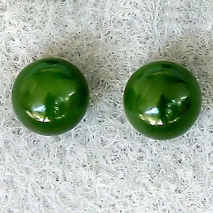 12mm Nephrite Green Jade Ball Stud Earrings 14K Gold - Trustmark Jewelers - Earrings - 2