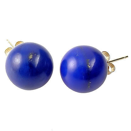12mm Lapis Lazuli Ball Stud Earrings 14K Gold - Trustmark Jewelers - Earrings - 1