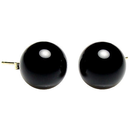 12mm Black Onyx Ball Stud Earrings 14K Gold - Trustmark Jewelers - Earrings - 1