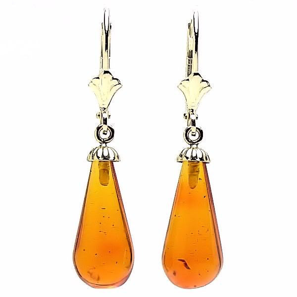 16mm Russian Baltic Amber Teardrop Leverback Earrings 14/20 GF - Trustmark Jewelers - Earrings - 2