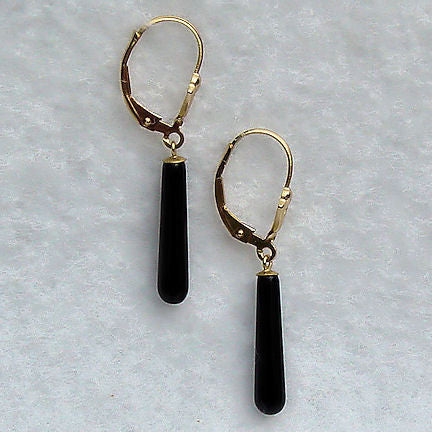 18mm Black Onyx Teardrop Leverback Earrings 14/20 Gold Filled - Trustmark Jewelers - Earrings - 1
