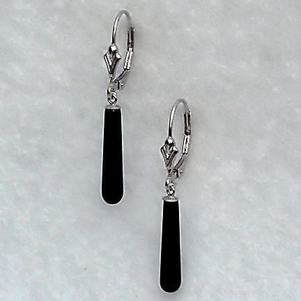 18mm Black Onyx Teardrop Leverback Earrings 14K White Gold - Trustmark Jewelers - Earrings - 4