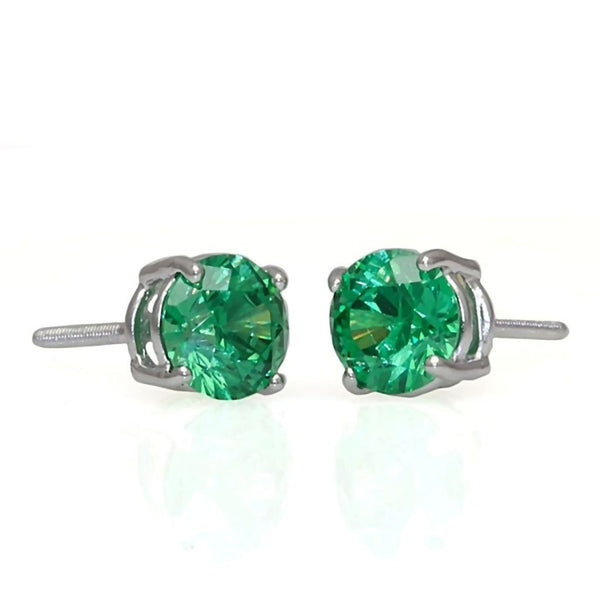 Brazil: 6mm, 1.50ct Emerald Green Russian Ice CZ Screw Back Earrings - Trustmark Jewelers - Earrings - 1