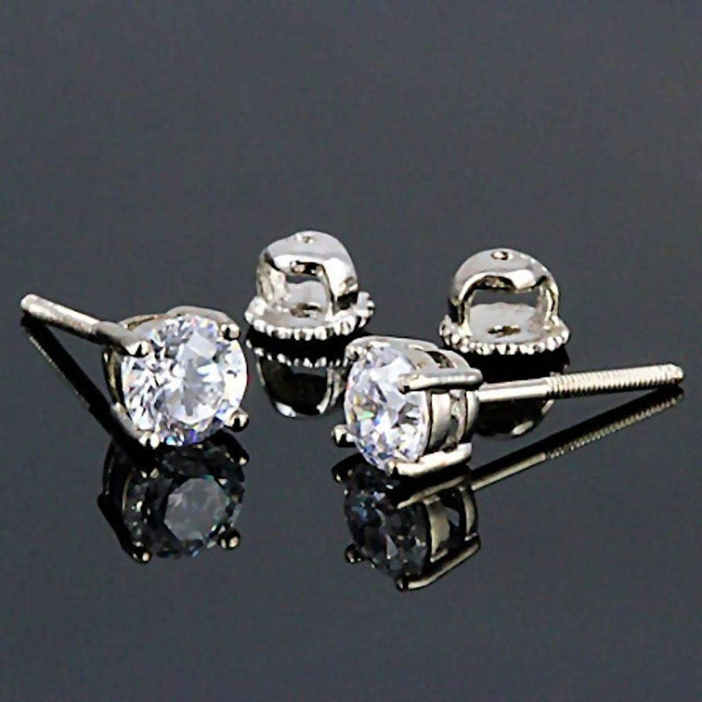 Candi: 6mm, 1.5ct Russian Ice Simulated Diamond Screw Back Earrings -  Trustmark Jewelers
