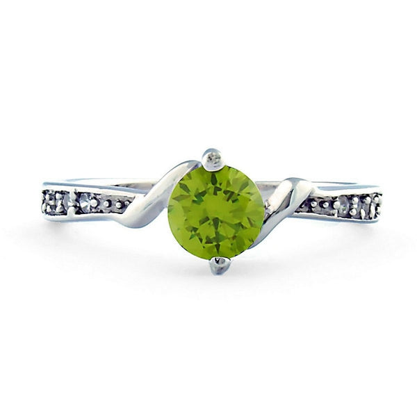 Entwined Love: Peridot and Russian Ice CZ Promise Friendship Band Ring - Trustmark Jewelers - Promise Rings - 1
