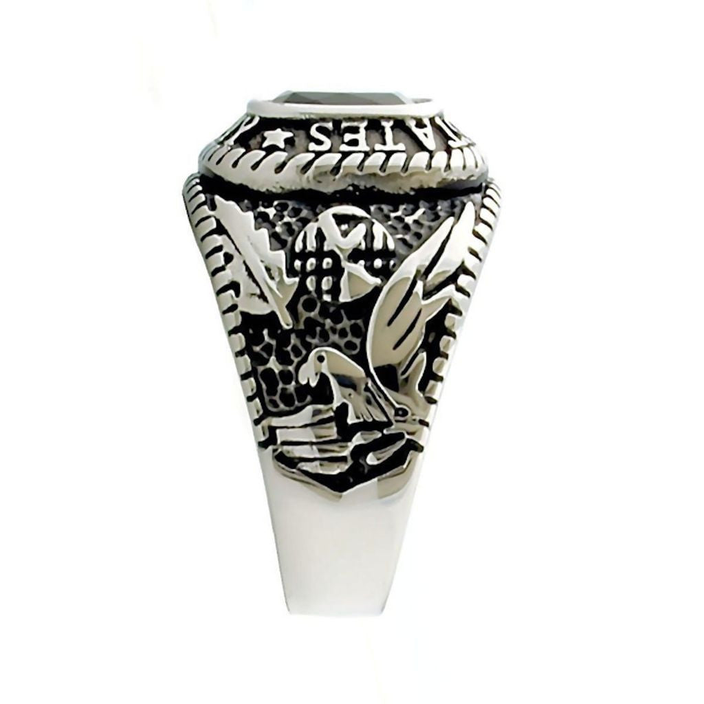 Hood: Mens US Army 316L Stainless Steel Ring Military Veterans Gift - Trustmark Jewelers - Mens Rings - 3