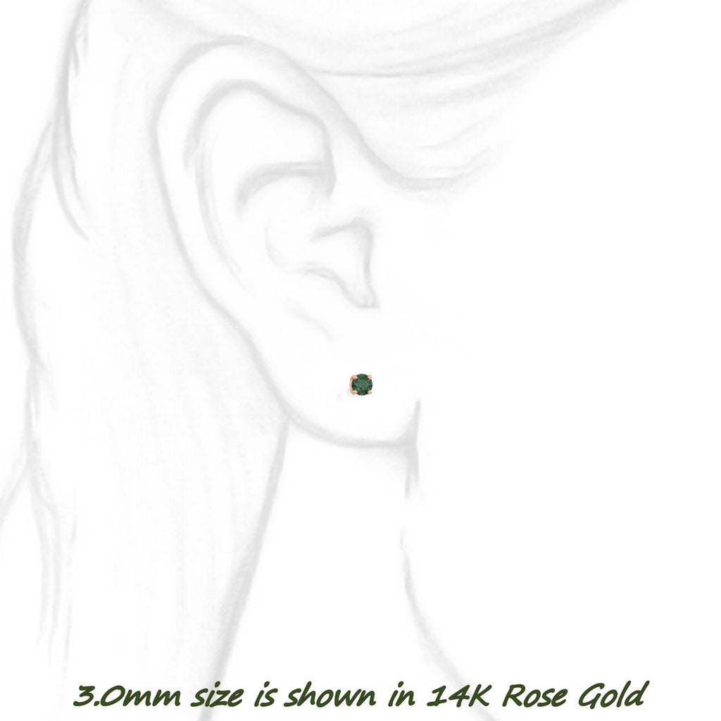 Natural Alexandrite Full Color Change Stud Earrings 14K White, Yellow, Rose Gold