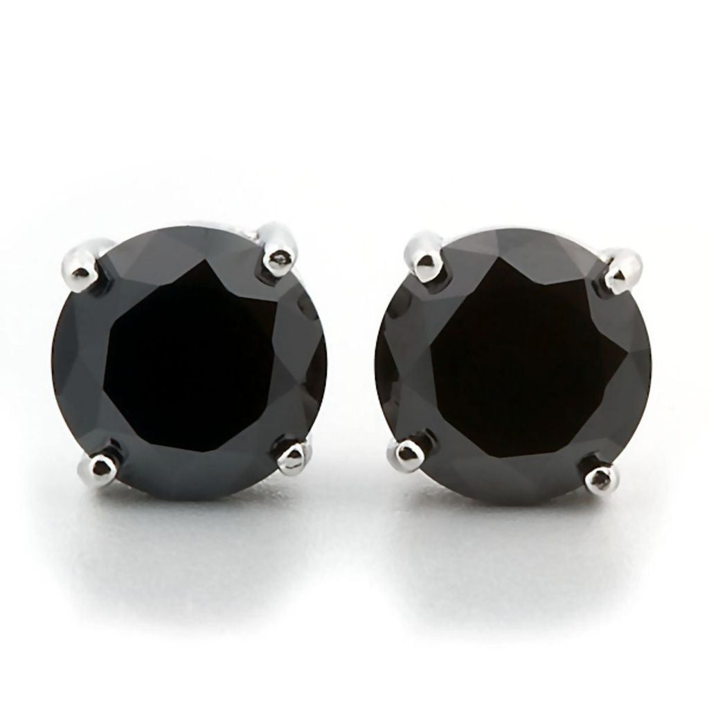 Chris: 8mm, 4.0ct Black Ice Simulated Diamond CZ Screw Back Earrings - Trustmark Jewelers - Earrings - 2