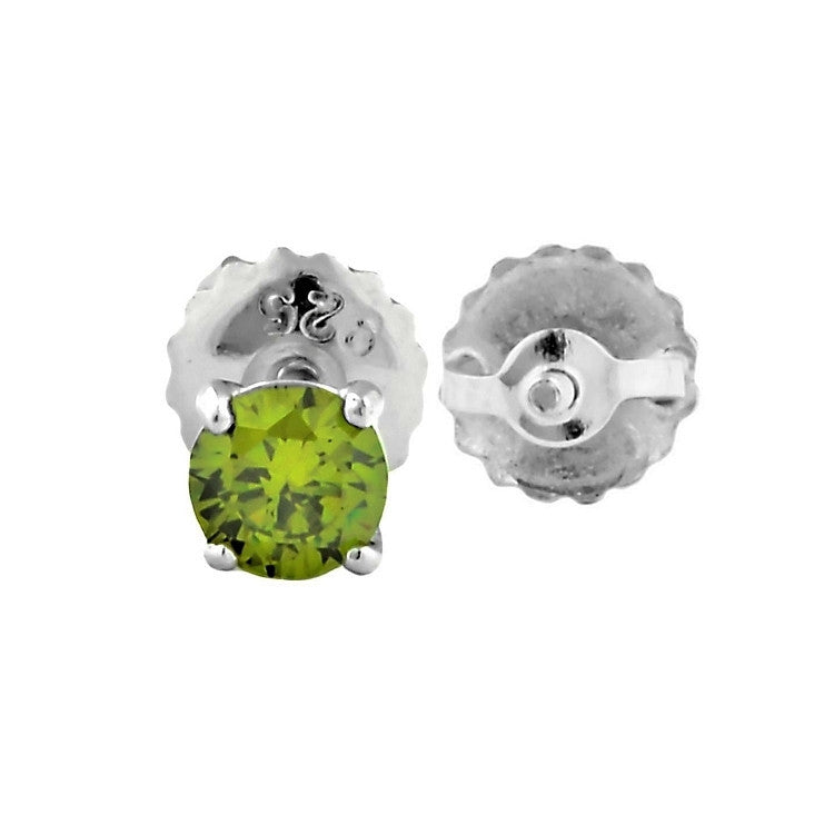 Ellah: 3mm, 0.20ct Peridot Ice CZ Screw Back Earrings Sterling Silver - Trustmark Jewelers - Earrings - 3