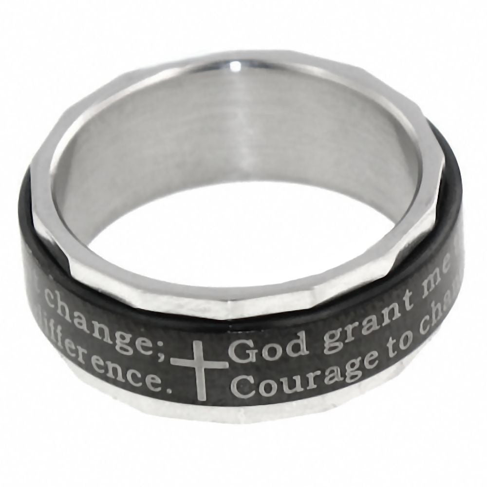 Serenity: Serenity Prayer Inscribed Spinner 316 Steel Band Ring - Trustmark Jewelers - Fashion Rings