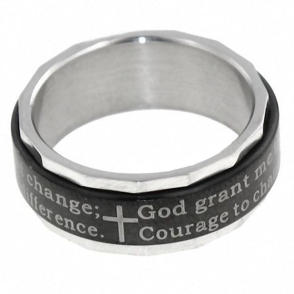 Serenity: Serenity Prayer Inscribed Spinner 316 Steel Band Ring - Trustmark Jewelers - Fashion Rings