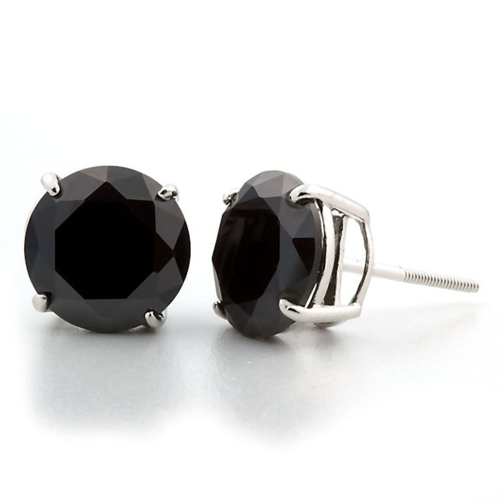 Chris: 10mm, 8.0ct Black Ice Simulated Diamond CZ Screw Back Earrings - Trustmark Jewelers - Earrings - 1