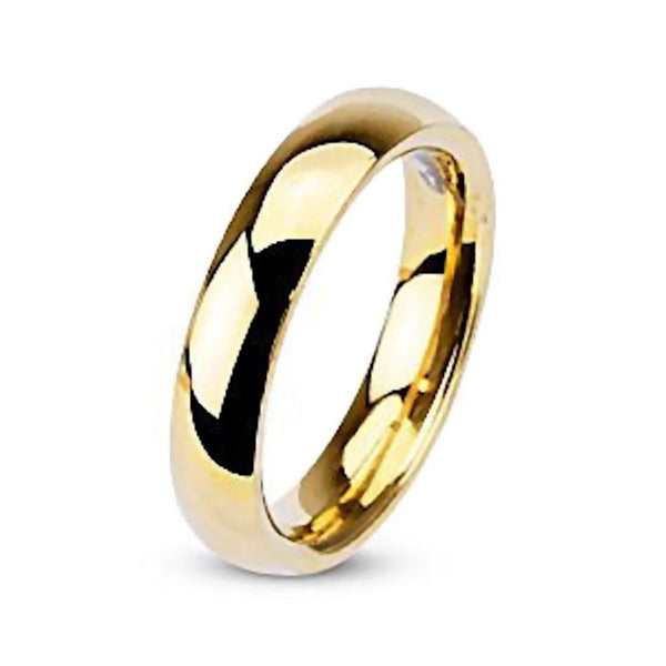 Sierra: Gold 4mm Domed Comfort Fit Stainless Steel Wedding Band Ring - Trustmark Jewelers - Wedding Bands - 1