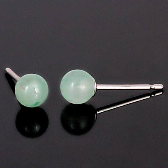 Green Jade Aventurine 4mm Ball Stud Post Earrings 925 Sterling Silver - Trustmark Jewelers - Earrings - 1