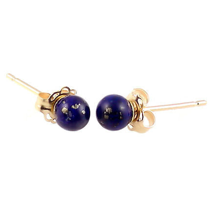 4mm Lapis Lazuli Ball Stud Earrings 14K Gold - Trustmark Jewelers - Earrings - 1