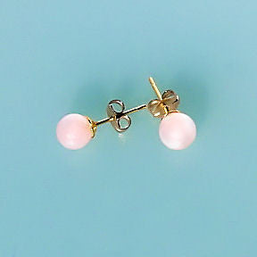 4mm Rose Quartz Ball Stud Earrings 14K Yellow Gold - Trustmark Jewelers - Earrings
