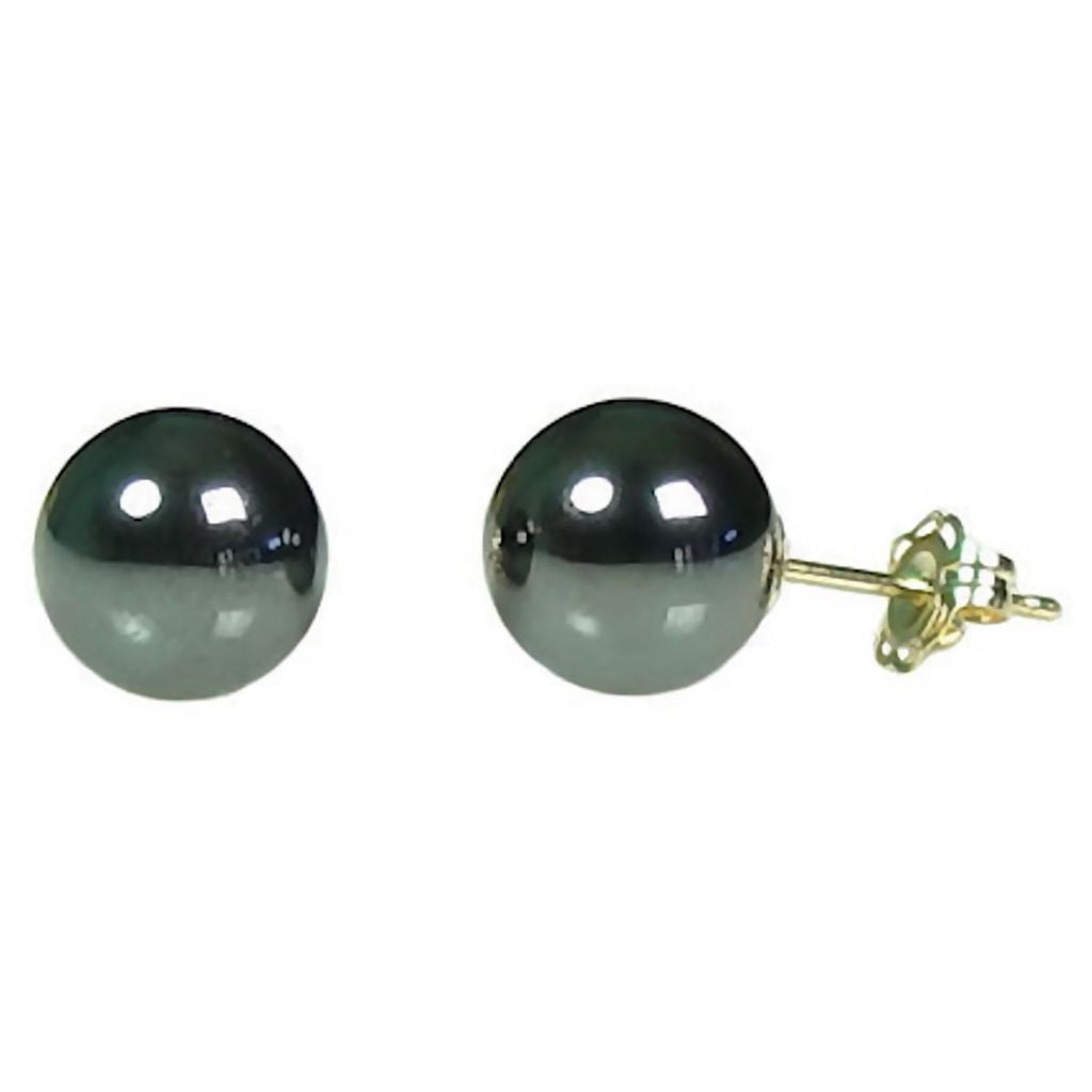 8mm Black Hematine Ball Stud Earrings 14K Gold - Trustmark Jewelers - Earrings - 2