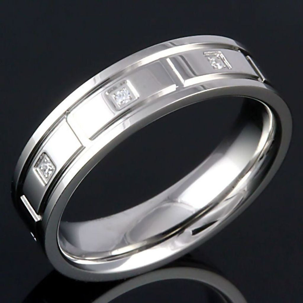 Dominic: Mens 316L Stainless Steel Russian CZ Eternity Band Ring - Trustmark Jewelers - Mens Rings - 2