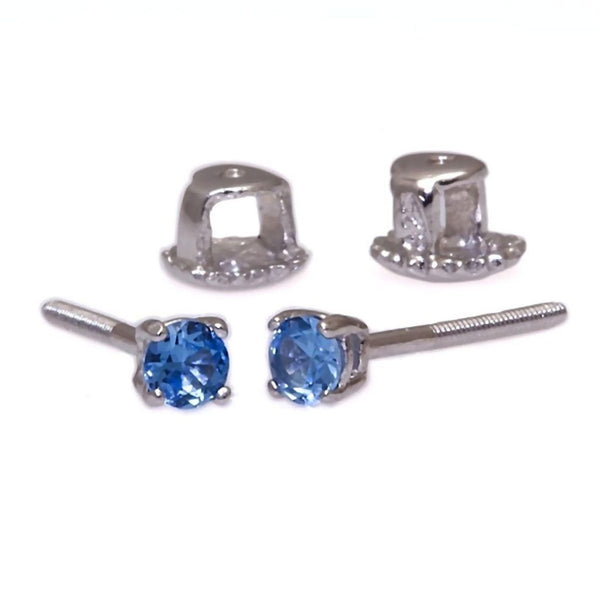 Tyler: 3mm 0.2ct London Blue Topaz Screw Back Earrings 925 Silver - Trustmark Jewelers - Earrings - 1