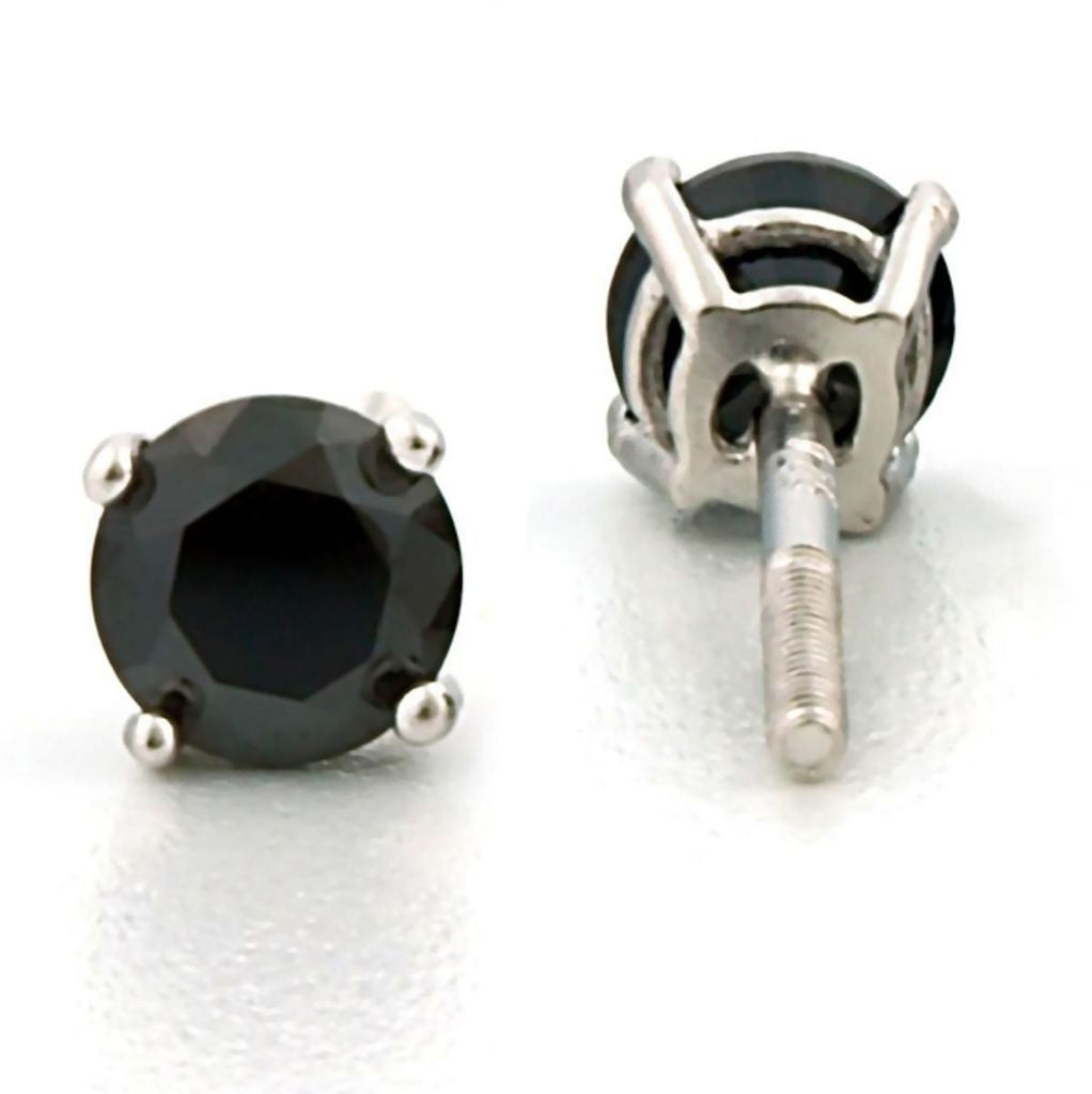 Chris: 3mm, 0.2ct Black Ice Simulated Diamond CZ Screw Back Earrings - Trustmark Jewelers - Earrings - 3