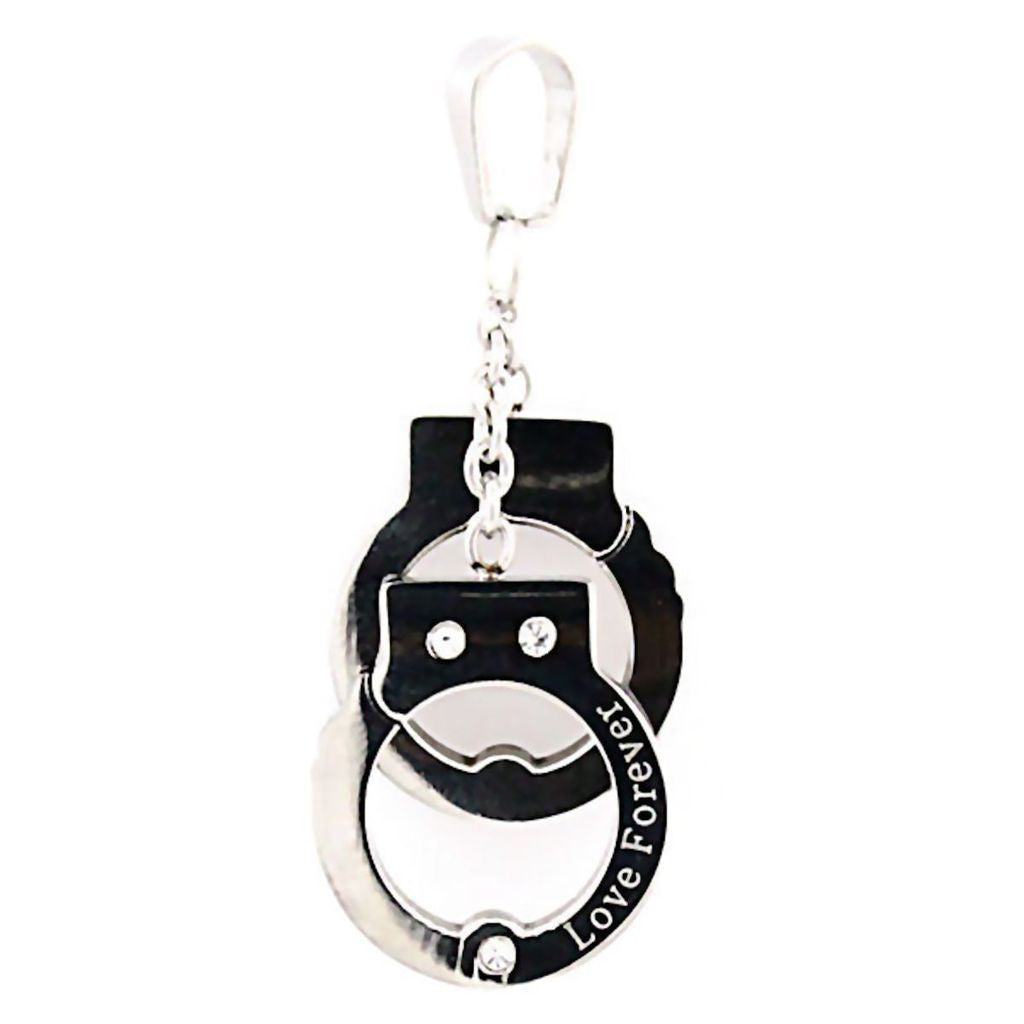 Nevada: Handcuff Love Forever Charm Pendant Russian Ice CZ 316L Steel - Trustmark Jewelers - Pendants and Necklaces - 3