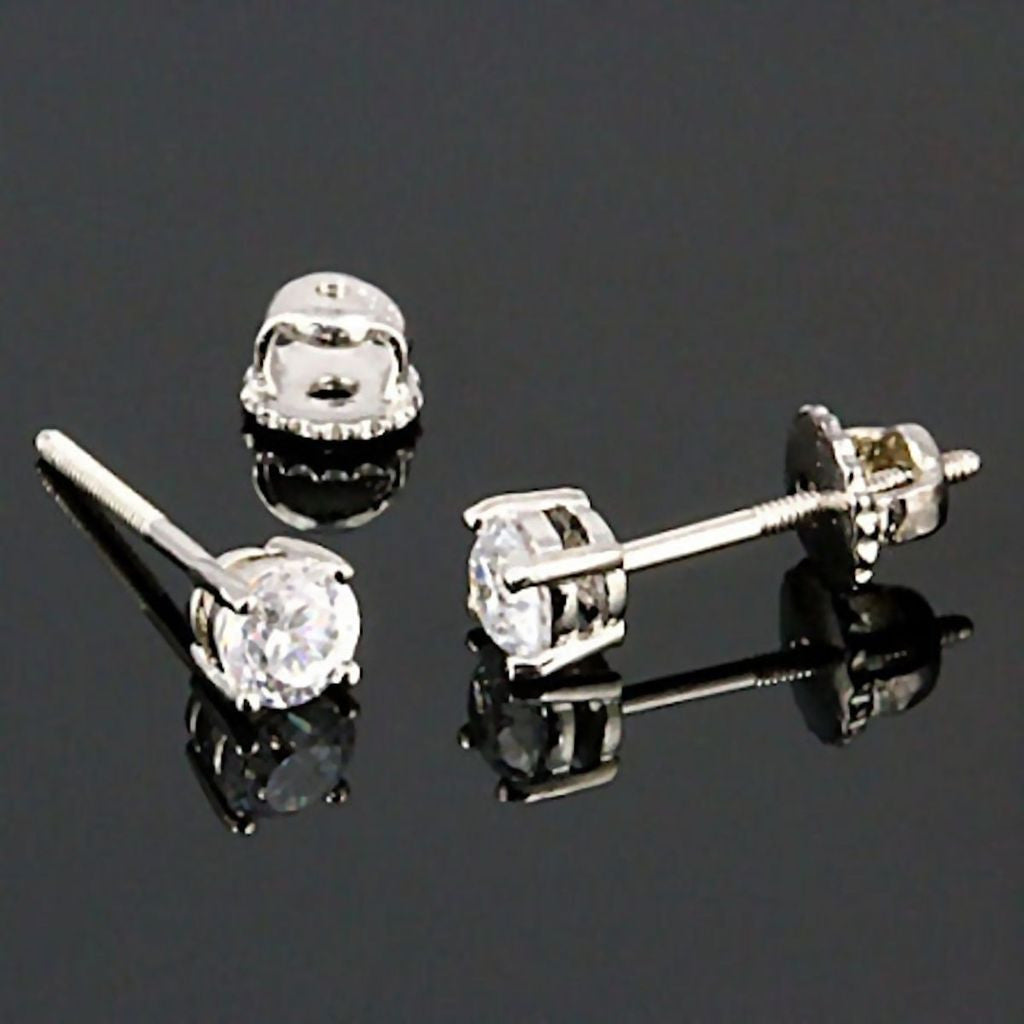 Diamond Stud Earrings, Simulated Diamond Earrings, Sterling Silver Square  Cubic Zirconia Earrings, Synthetic Diamond, CZ Ear Rings. - Etsy