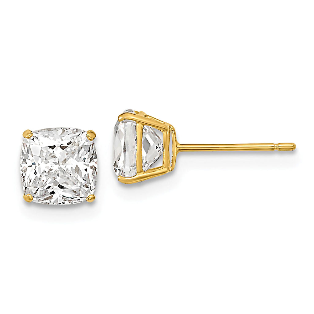 Genesis: Cushion Cut Ice on Fire CZ Wire Basket Earrings 14K Yellow Gold