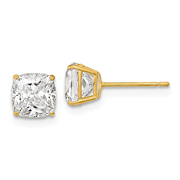Genesis: Cushion Cut Ice on Fire CZ Wire Basket Earrings 14K Yellow Gold