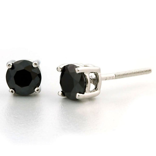Chris: 5mm, 1.0ct Black Ice Simulated Diamond CZ Screw Back Earrings - Trustmark Jewelers - Earrings - 1