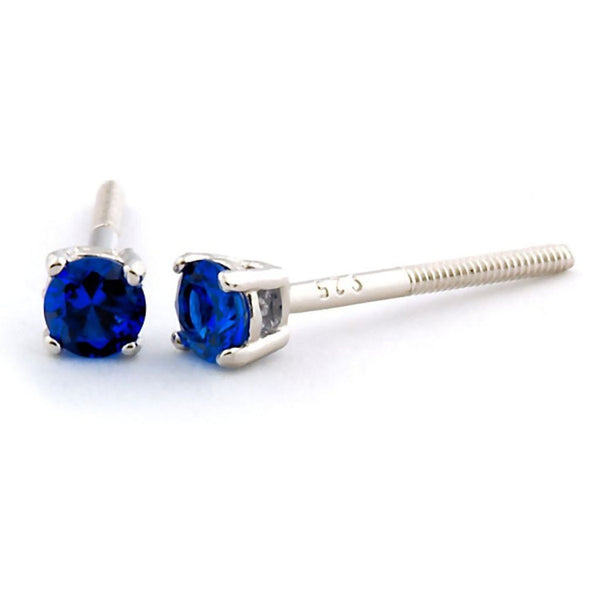 Virgo: 3mm, 0.2ct Created Ceylon Sapphire Screw Back Earrings 925 SS - Trustmark Jewelers - Earrings - 1