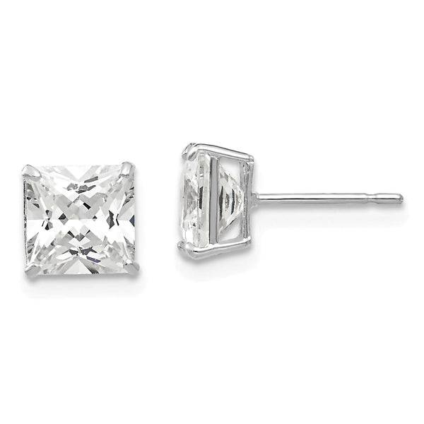 Genesis: Princess Cut Ice on Fire CZ Wire Basket Earrings 14K White Gold