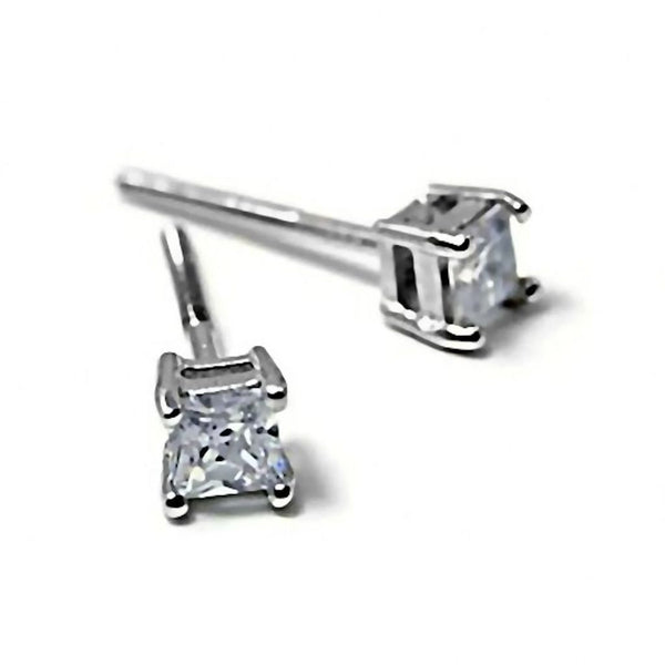 Kegan: Mens 3mm Square Cut Russian Ice CZ Screw Back Stud Earrings - Trustmark Jewelers - Earrings