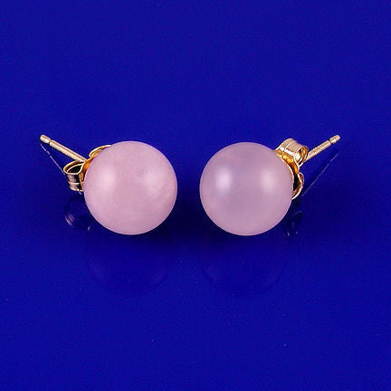 6mm Rose Quartz Ball Stud Earrings 14K Yellow Gold - Trustmark Jewelers - Earrings - 2